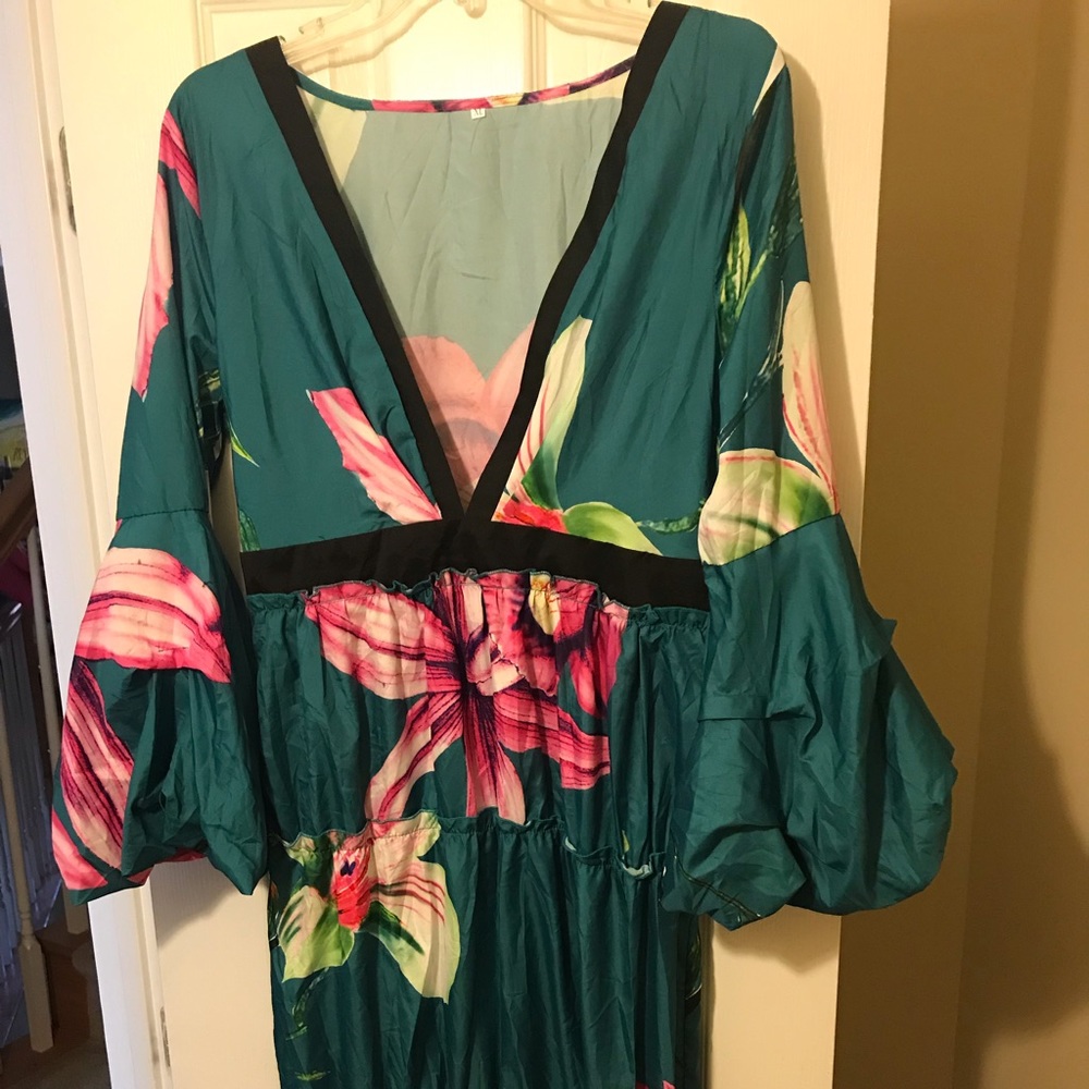 Floral pink and green dress